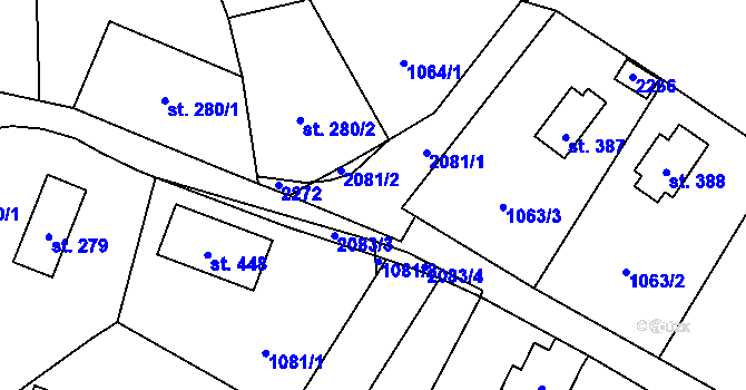 Parcela st. 2081 v KÚ Polesí u Rynoltic, Katastrální mapa