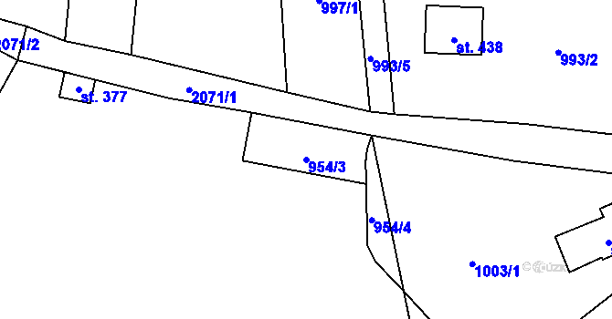 Parcela st. 954/3 v KÚ Polesí u Rynoltic, Katastrální mapa