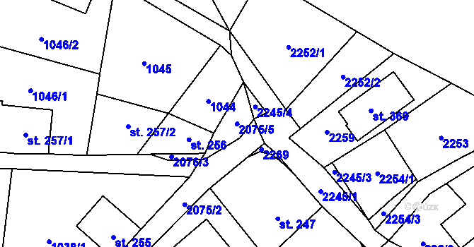 Parcela st. 2075/5 v KÚ Polesí u Rynoltic, Katastrální mapa