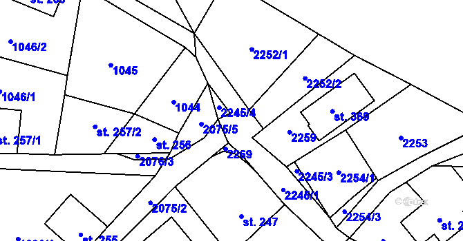 Parcela st. 2245/1 v KÚ Polesí u Rynoltic, Katastrální mapa