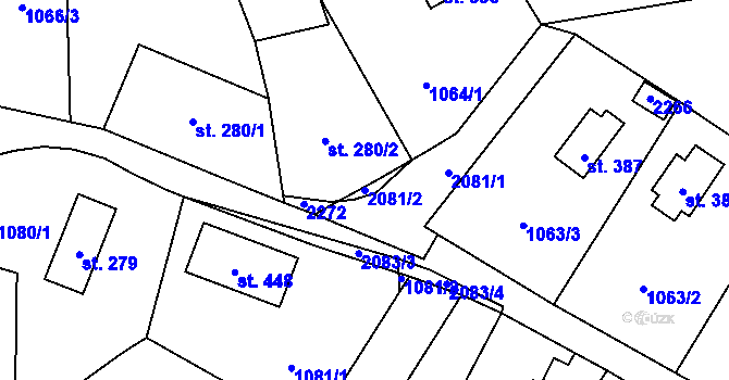 Parcela st. 2081/2 v KÚ Polesí u Rynoltic, Katastrální mapa