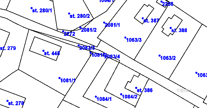 Parcela st. 2083/4 v KÚ Polesí u Rynoltic, Katastrální mapa