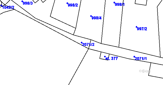 Parcela st. 2071/2 v KÚ Polesí u Rynoltic, Katastrální mapa