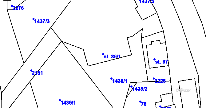 Parcela st. 86/1 v KÚ Rynoltice, Katastrální mapa