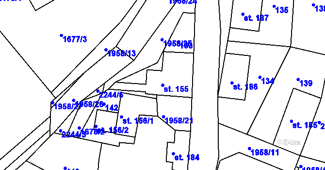 Parcela st. 155 v KÚ Rynoltice, Katastrální mapa