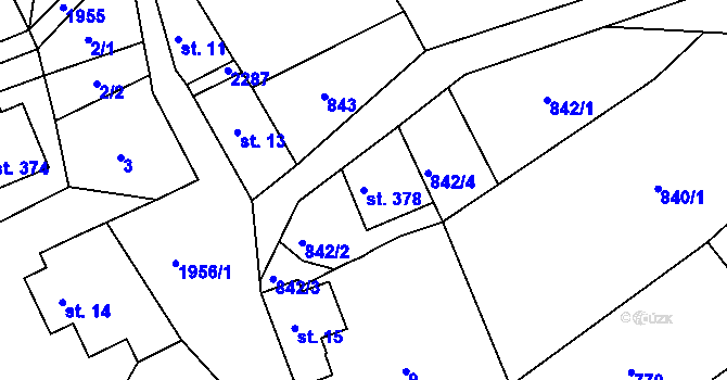 Parcela st. 378 v KÚ Rynoltice, Katastrální mapa