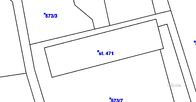 Parcela st. 471 v KÚ Rynoltice, Katastrální mapa
