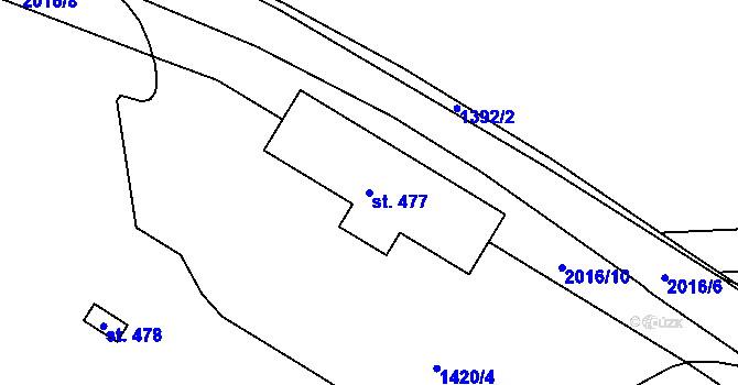 Parcela st. 477 v KÚ Rynoltice, Katastrální mapa