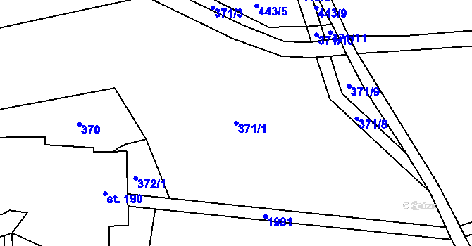 Parcela st. 371/1 v KÚ Rynoltice, Katastrální mapa