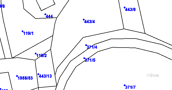 Parcela st. 371/4 v KÚ Rynoltice, Katastrální mapa