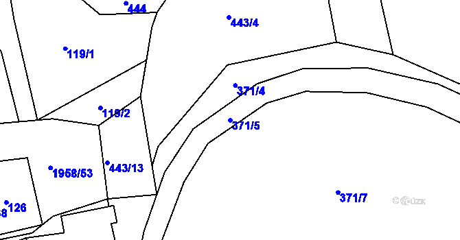 Parcela st. 371/5 v KÚ Rynoltice, Katastrální mapa
