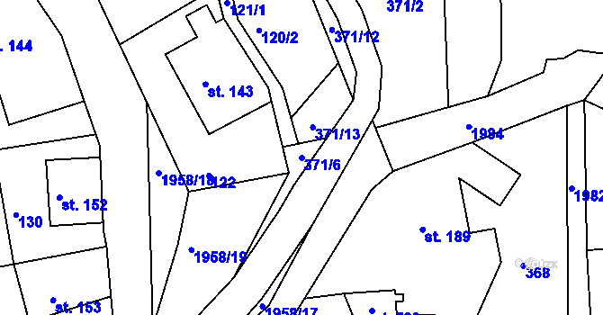 Parcela st. 371/6 v KÚ Rynoltice, Katastrální mapa