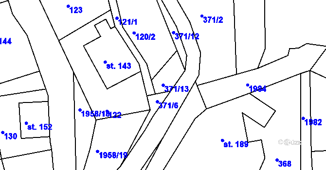 Parcela st. 371/13 v KÚ Rynoltice, Katastrální mapa
