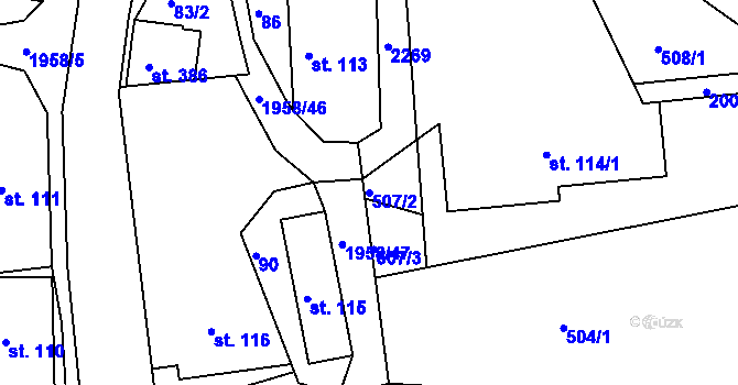 Parcela st. 507/2 v KÚ Rynoltice, Katastrální mapa