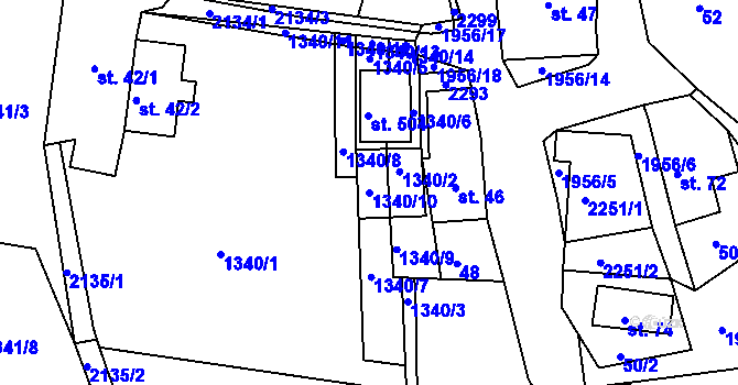 Parcela st. 1340/10 v KÚ Rynoltice, Katastrální mapa