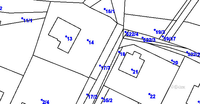 Parcela st. 16/2 v KÚ Hážovice, Katastrální mapa