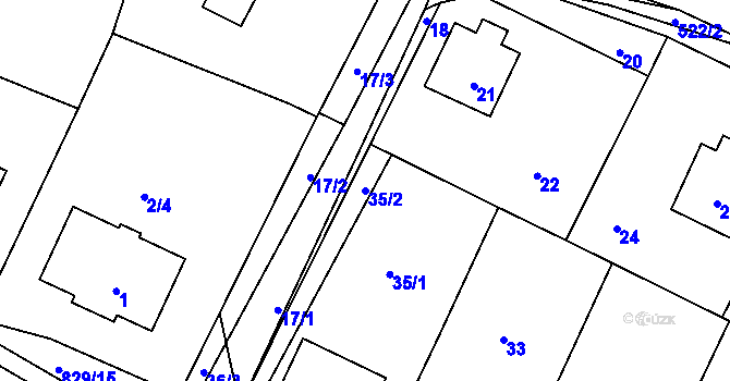 Parcela st. 35/2 v KÚ Hážovice, Katastrální mapa