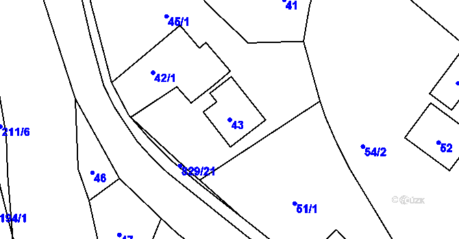 Parcela st. 43 v KÚ Hážovice, Katastrální mapa
