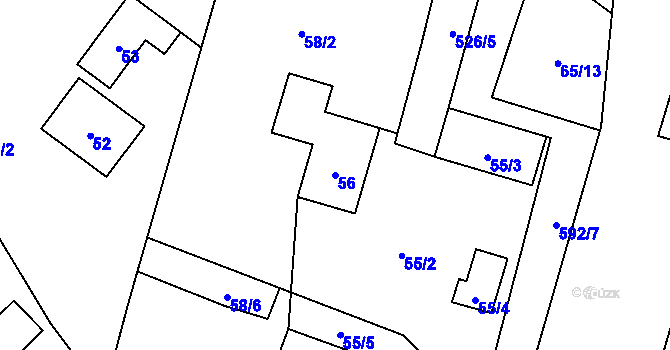 Parcela st. 56 v KÚ Hážovice, Katastrální mapa