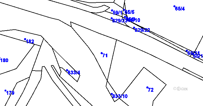 Parcela st. 71 v KÚ Hážovice, Katastrální mapa