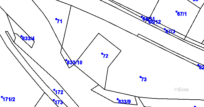 Parcela st. 72 v KÚ Hážovice, Katastrální mapa