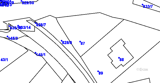 Parcela st. 87 v KÚ Hážovice, Katastrální mapa