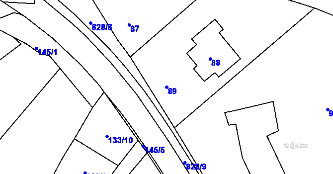 Parcela st. 89 v KÚ Hážovice, Katastrální mapa