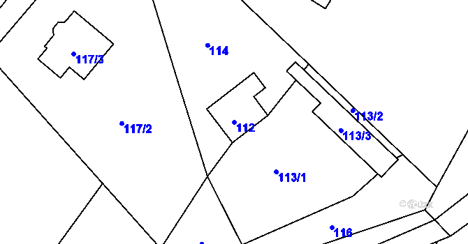 Parcela st. 112 v KÚ Hážovice, Katastrální mapa