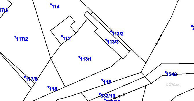 Parcela st. 113 v KÚ Hážovice, Katastrální mapa