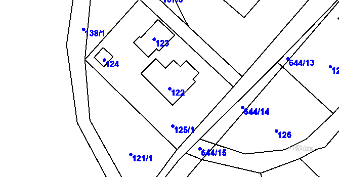 Parcela st. 122 v KÚ Hážovice, Katastrální mapa
