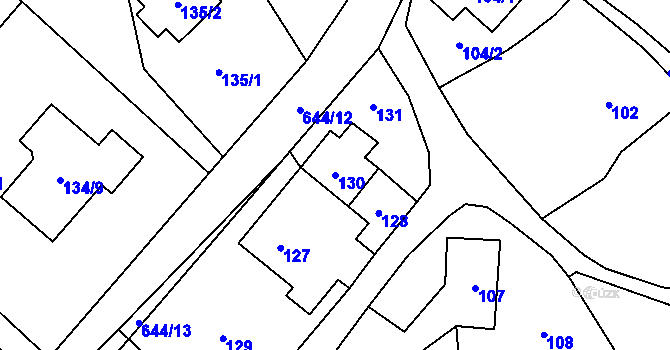 Parcela st. 130 v KÚ Hážovice, Katastrální mapa