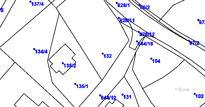 Parcela st. 132 v KÚ Hážovice, Katastrální mapa