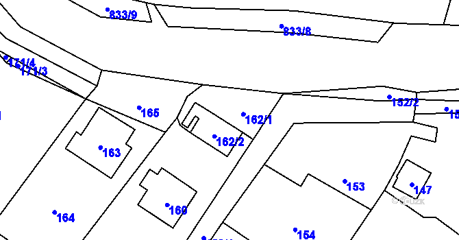Parcela st. 162 v KÚ Hážovice, Katastrální mapa
