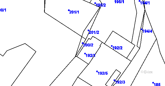 Parcela st. 200/2 v KÚ Hážovice, Katastrální mapa