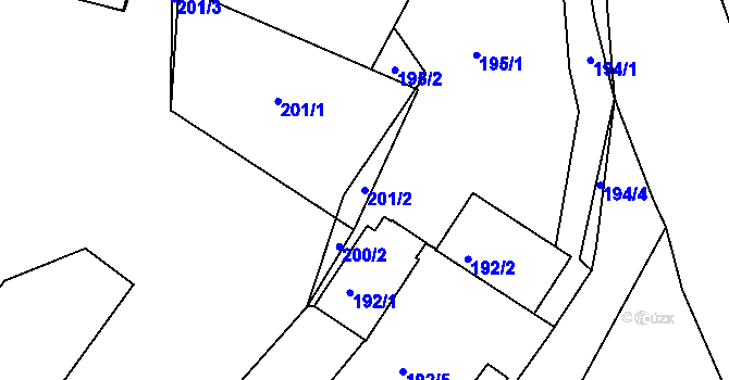 Parcela st. 201/2 v KÚ Hážovice, Katastrální mapa