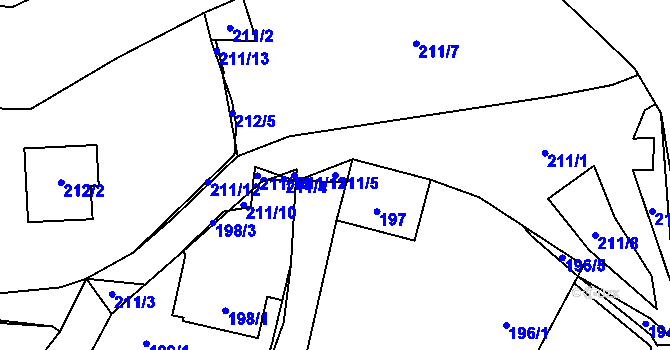 Parcela st. 211/5 v KÚ Hážovice, Katastrální mapa