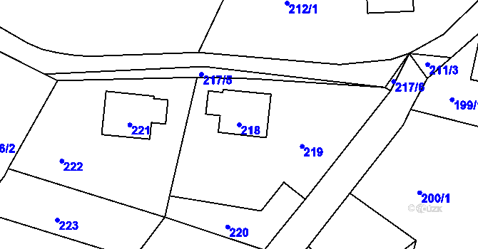 Parcela st. 218 v KÚ Hážovice, Katastrální mapa