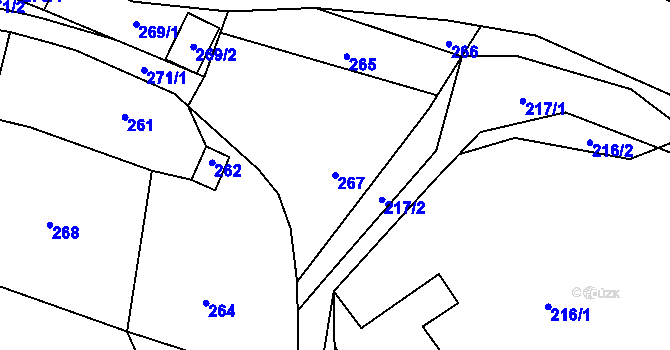 Parcela st. 267 v KÚ Hážovice, Katastrální mapa