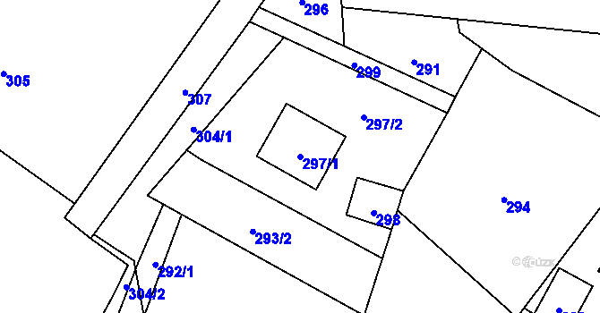 Parcela st. 297/1 v KÚ Hážovice, Katastrální mapa