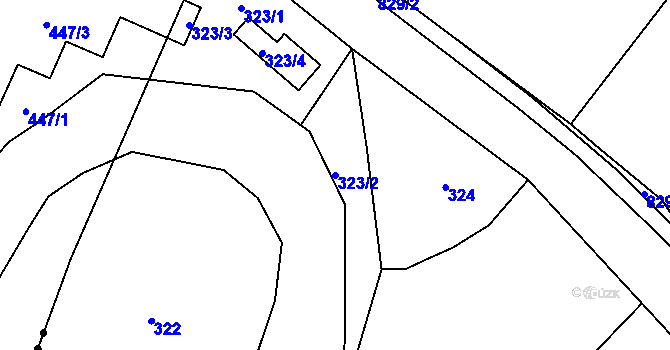Parcela st. 323/2 v KÚ Hážovice, Katastrální mapa