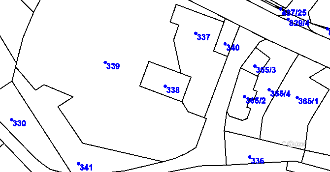 Parcela st. 338 v KÚ Hážovice, Katastrální mapa