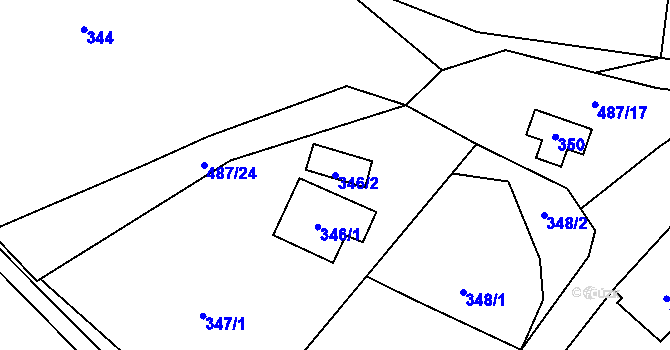Parcela st. 346/2 v KÚ Hážovice, Katastrální mapa