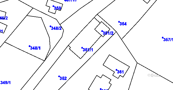 Parcela st. 351 v KÚ Hážovice, Katastrální mapa