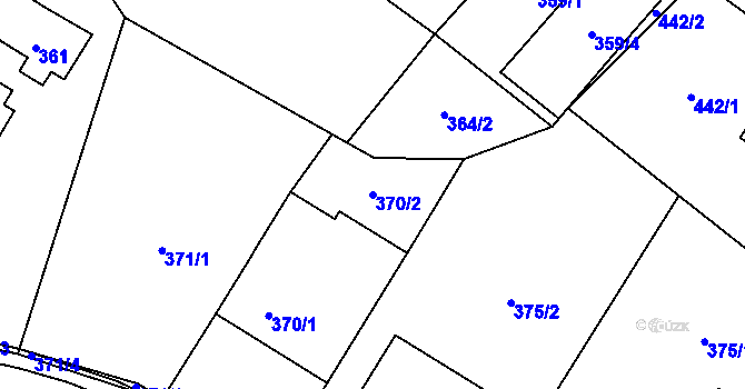Parcela st. 370/2 v KÚ Hážovice, Katastrální mapa