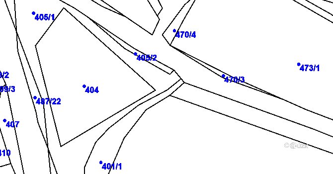 Parcela st. 401/2 v KÚ Hážovice, Katastrální mapa
