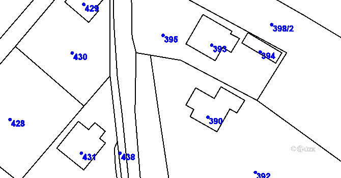 Parcela st. 439 v KÚ Hážovice, Katastrální mapa