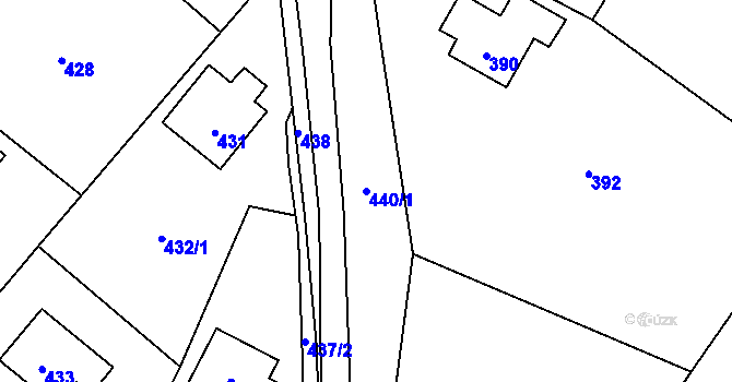 Parcela st. 440/1 v KÚ Hážovice, Katastrální mapa