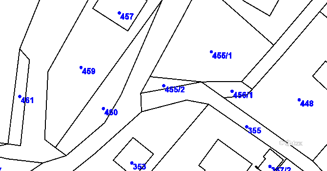 Parcela st. 455/2 v KÚ Hážovice, Katastrální mapa
