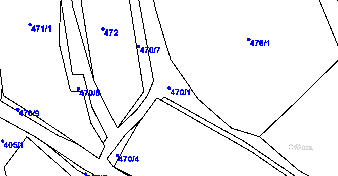 Parcela st. 470/1 v KÚ Hážovice, Katastrální mapa
