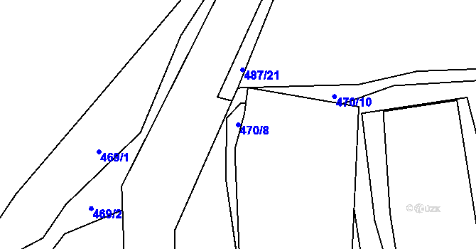 Parcela st. 470/8 v KÚ Hážovice, Katastrální mapa